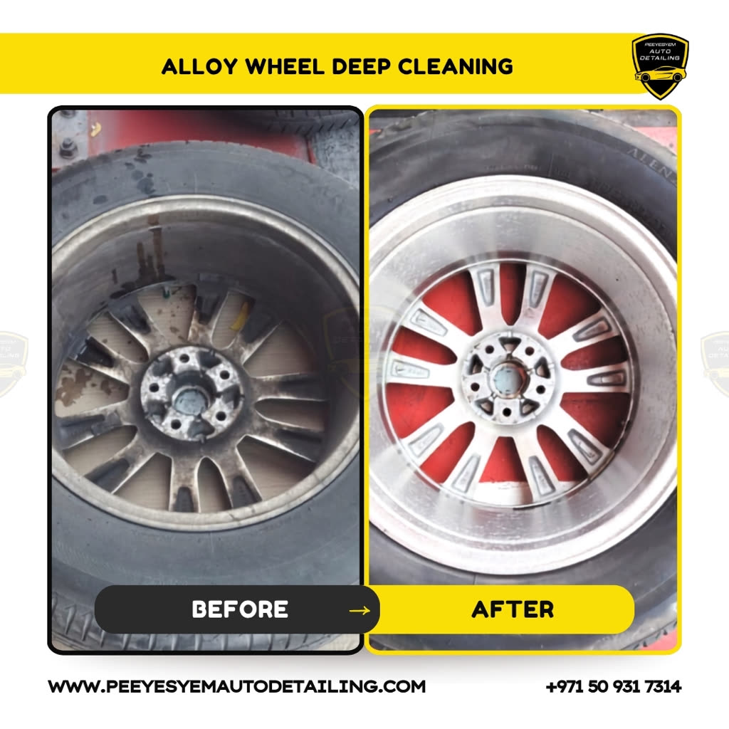 Before and after alloy-wheel deep cleaning by Peeyesyem
