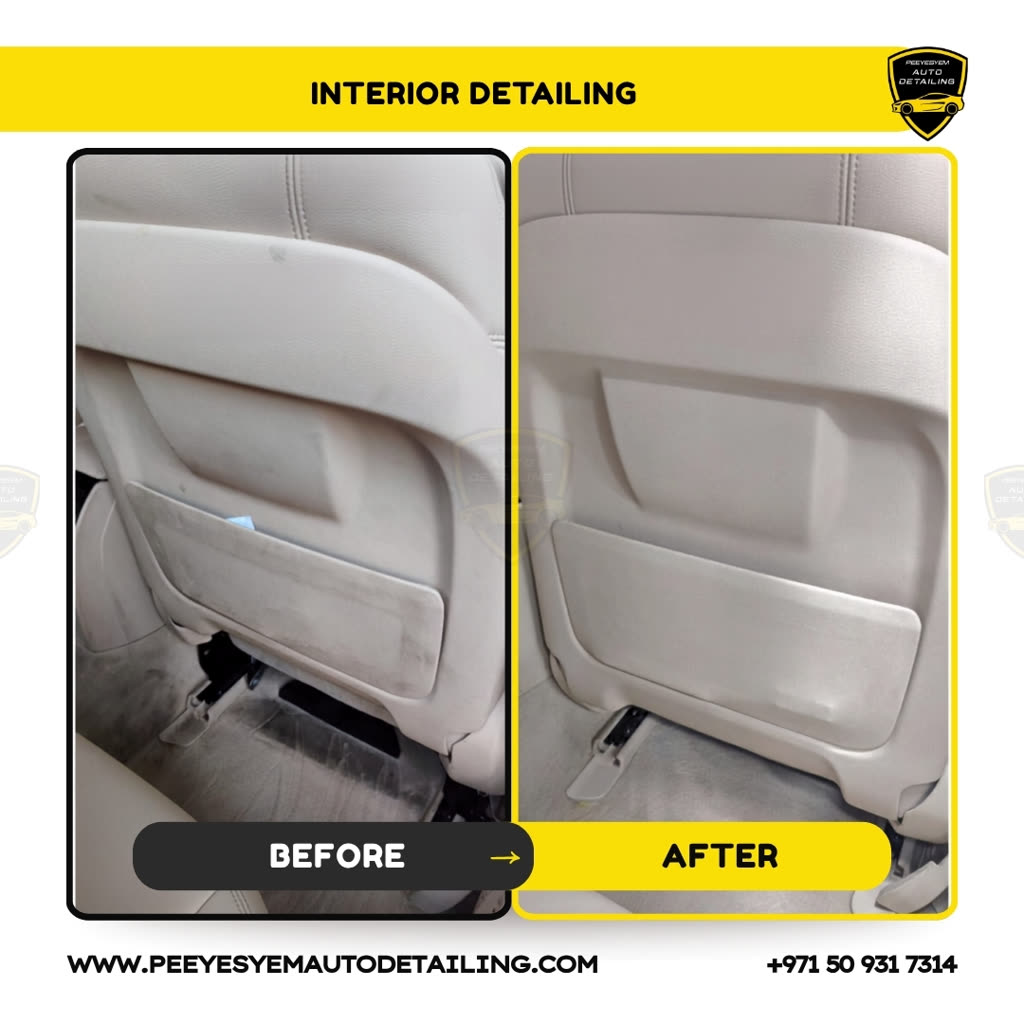 Before and after interior detailing of a car cabin by Peeyesyem