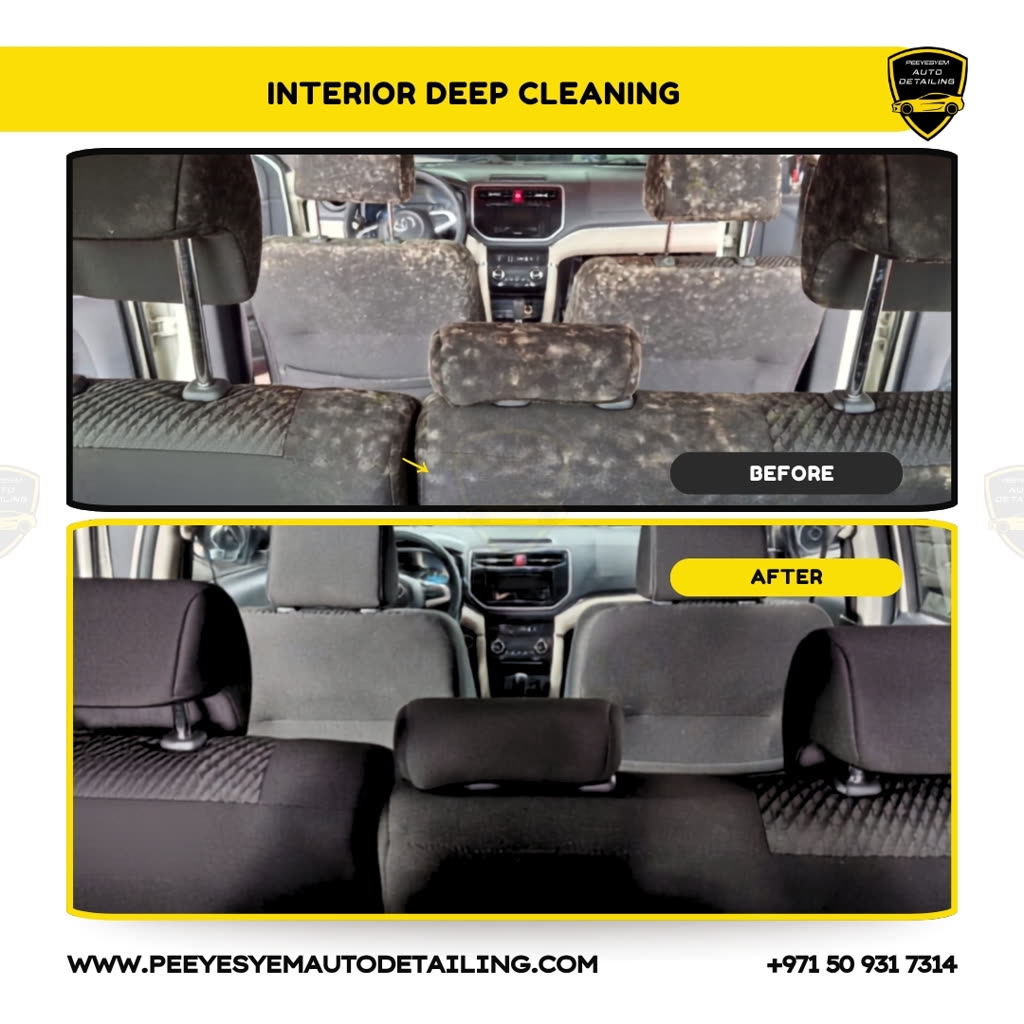 Before and after interior deep cleaning of seats and upholstery by Peeyesyem